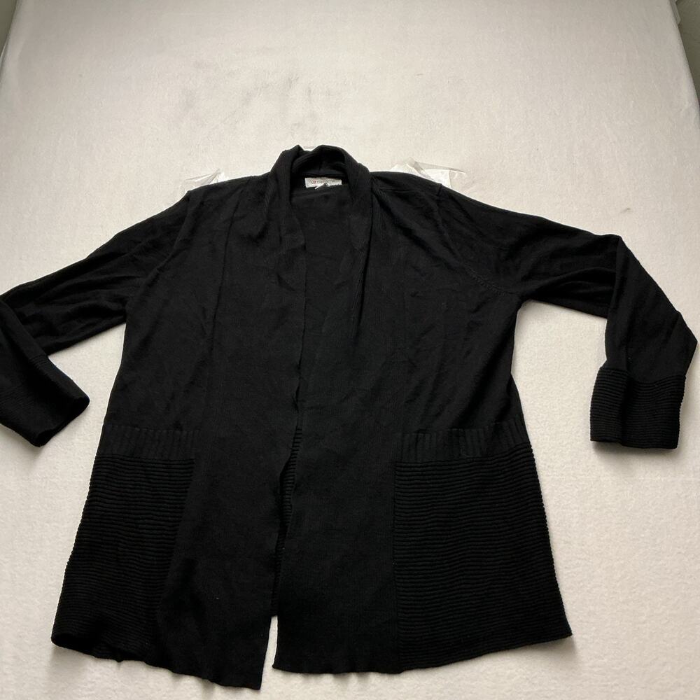 Liz ClaiborneBlack Open Front Cardigan Sweater Women’s Sz Large Cotton Blend4244